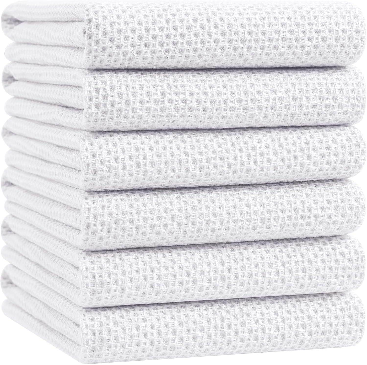 Homaxy 100% Cotton Waffle Weave Kitchen Dish Cloths, Ultra Soft Absorbent Quick Drying Dish Towels, 12 x 12 Inches, 6-Pack, Dark Grey