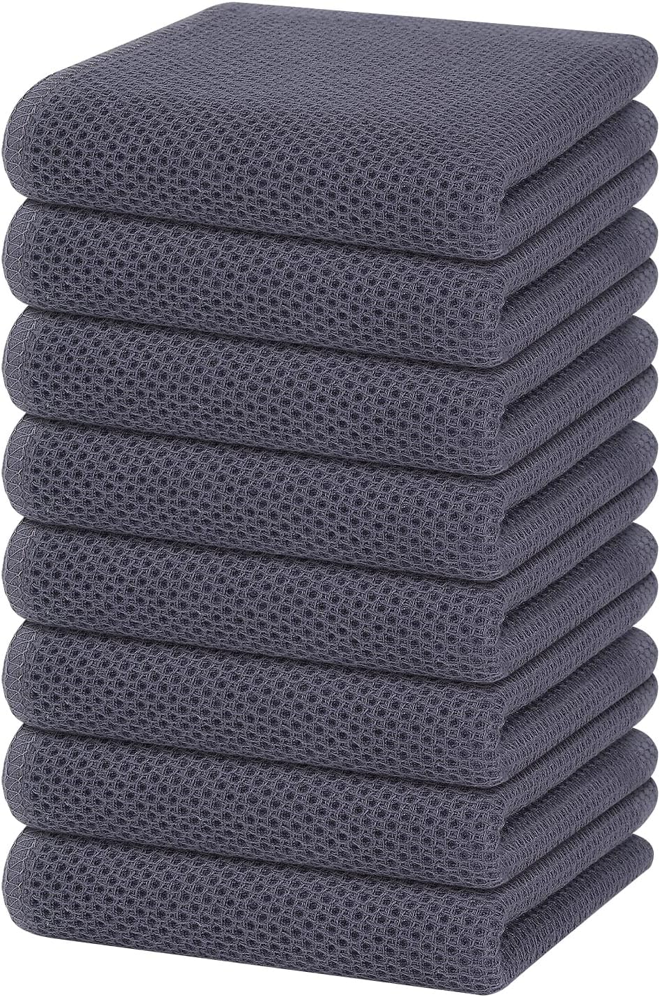 Homaxy 100% Cotton Waffle Weave Kitchen Dish Cloths, Ultra Soft Absorbent Quick Drying Dish Towels, 12 x 12 Inches, 6-Pack, Dark Grey