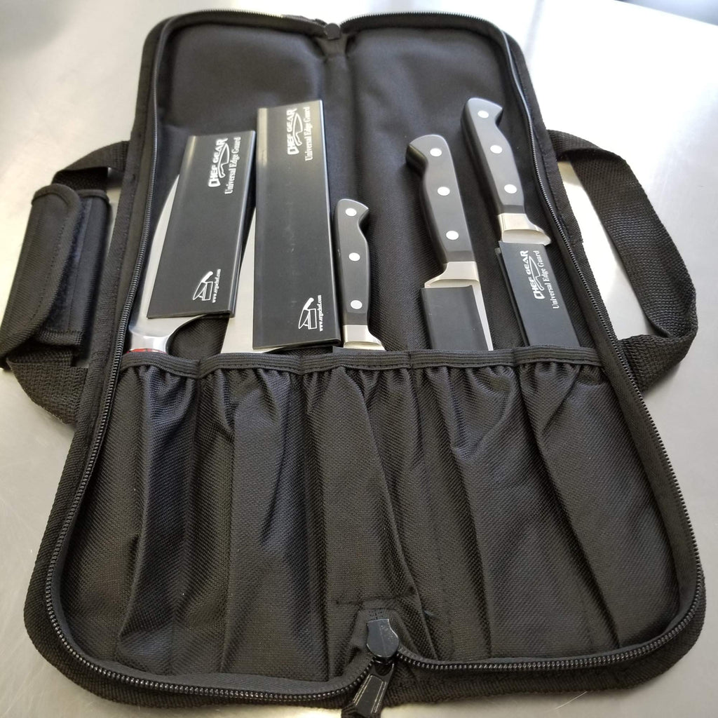 Ergo Chef 5 Pocket Chef Knife Case Roll Bag Bi-Fold (Black) Lightweight - Durable Nylon / Polyester Blend– Perfect for the Busy Traveling Chef