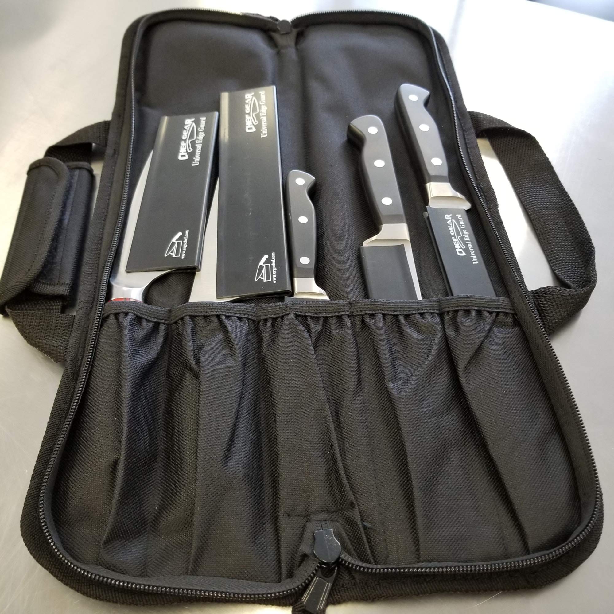 Ergo Chef 5 Pocket Chef Knife Case Roll Bag Bi-Fold (Black) Lightweight - Durable Nylon / Polyester Blend– Perfect for the Busy Traveling Chef