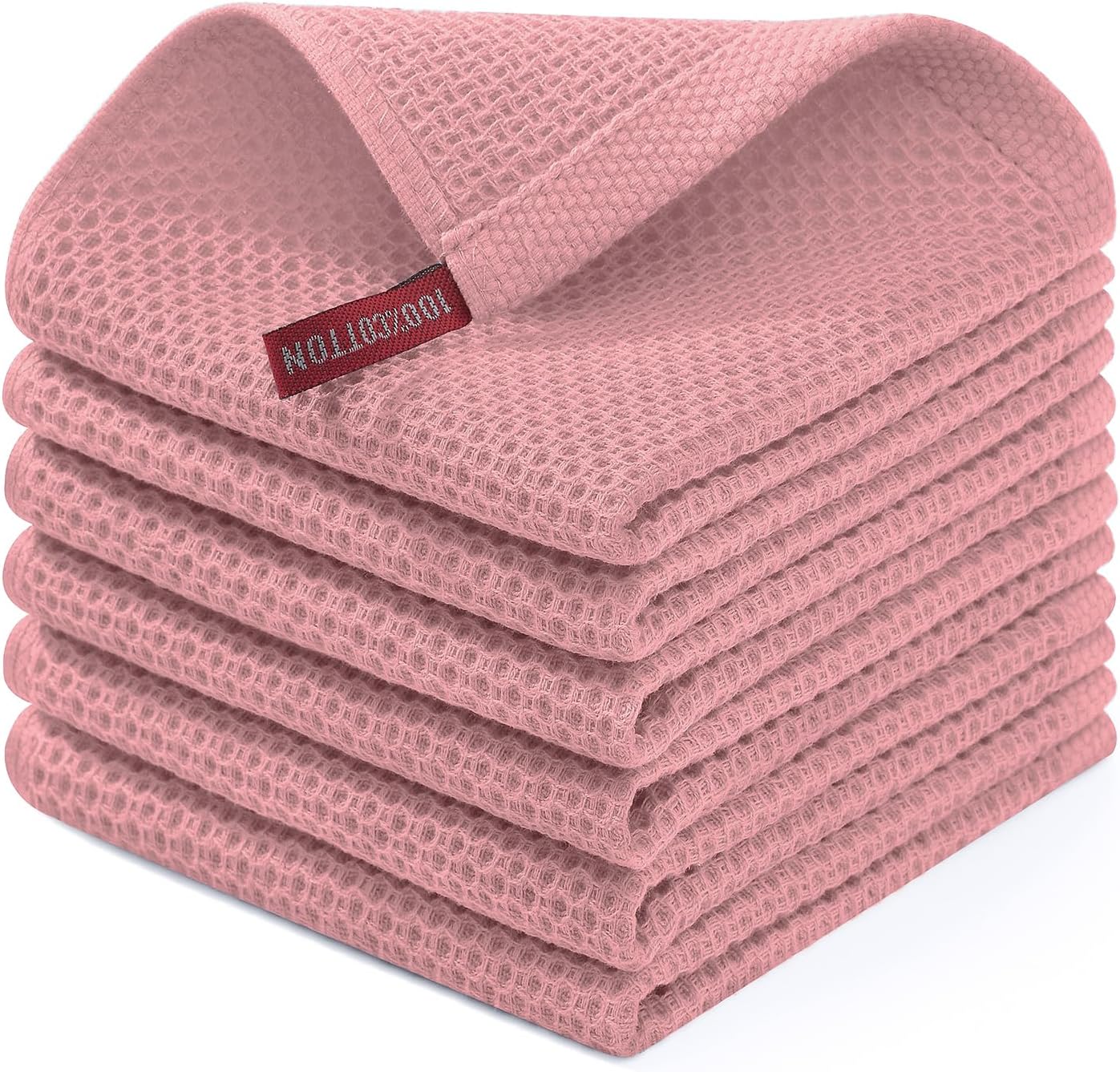 Homaxy 100% Cotton Waffle Weave Kitchen Dish Cloths, Ultra Soft Absorbent Quick Drying Dish Towels, 12 x 12 Inches, 6-Pack, Dark Grey