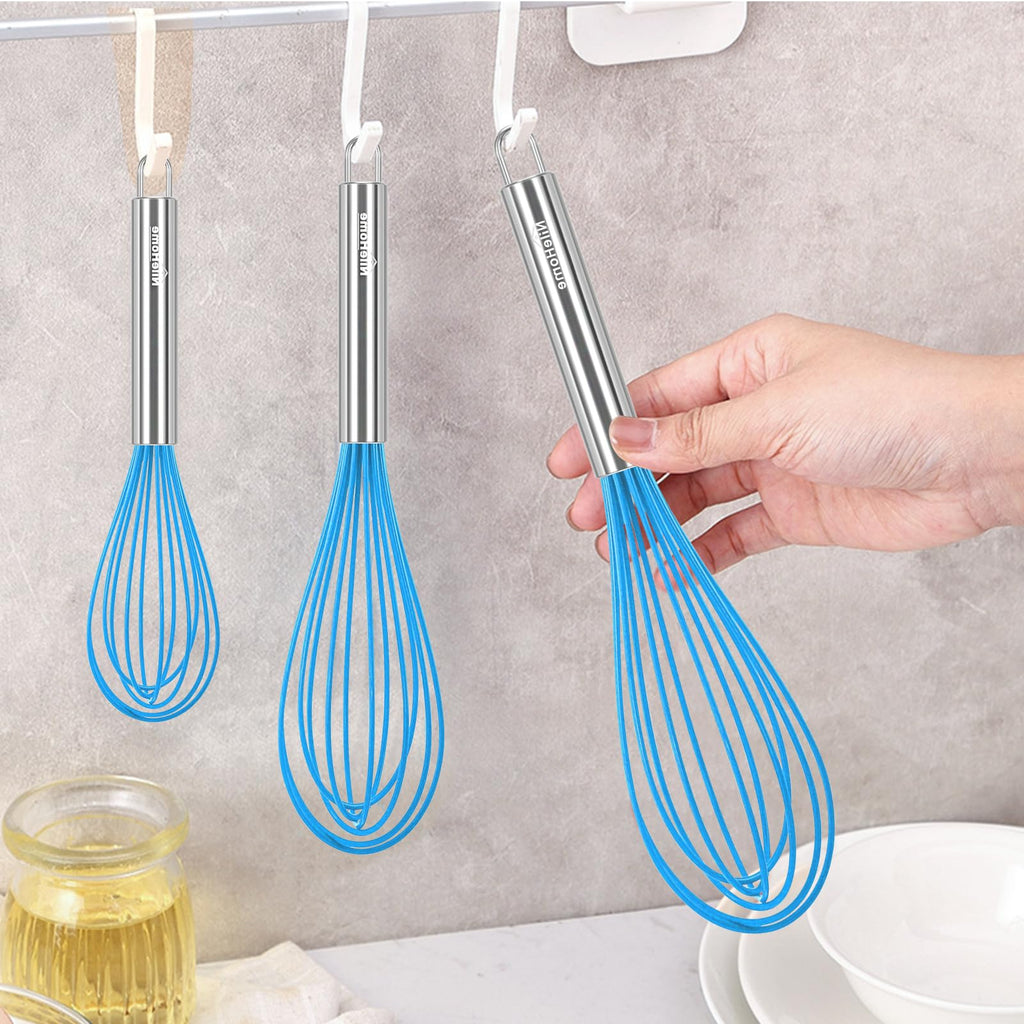 NileHome Stainless Steel Whisk Set 8" 10" 12" Kitchen Whisk Balloon Whisk Kitchen Wisk Wire Whisks for Cooking, Whisking, Blending, Beating, Stirring-3 Pack…