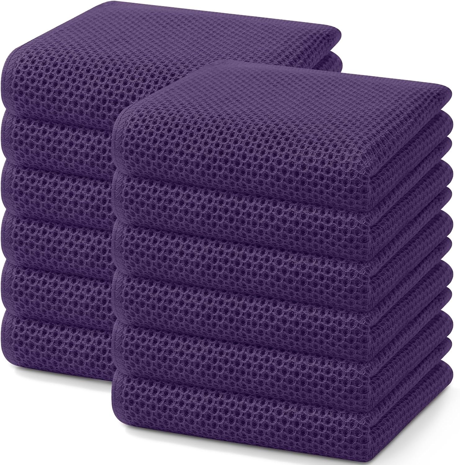 Homaxy 100% Cotton Waffle Weave Kitchen Dish Cloths, Ultra Soft Absorbent Quick Drying Dish Towels, 12 x 12 Inches, 6-Pack, Dark Grey