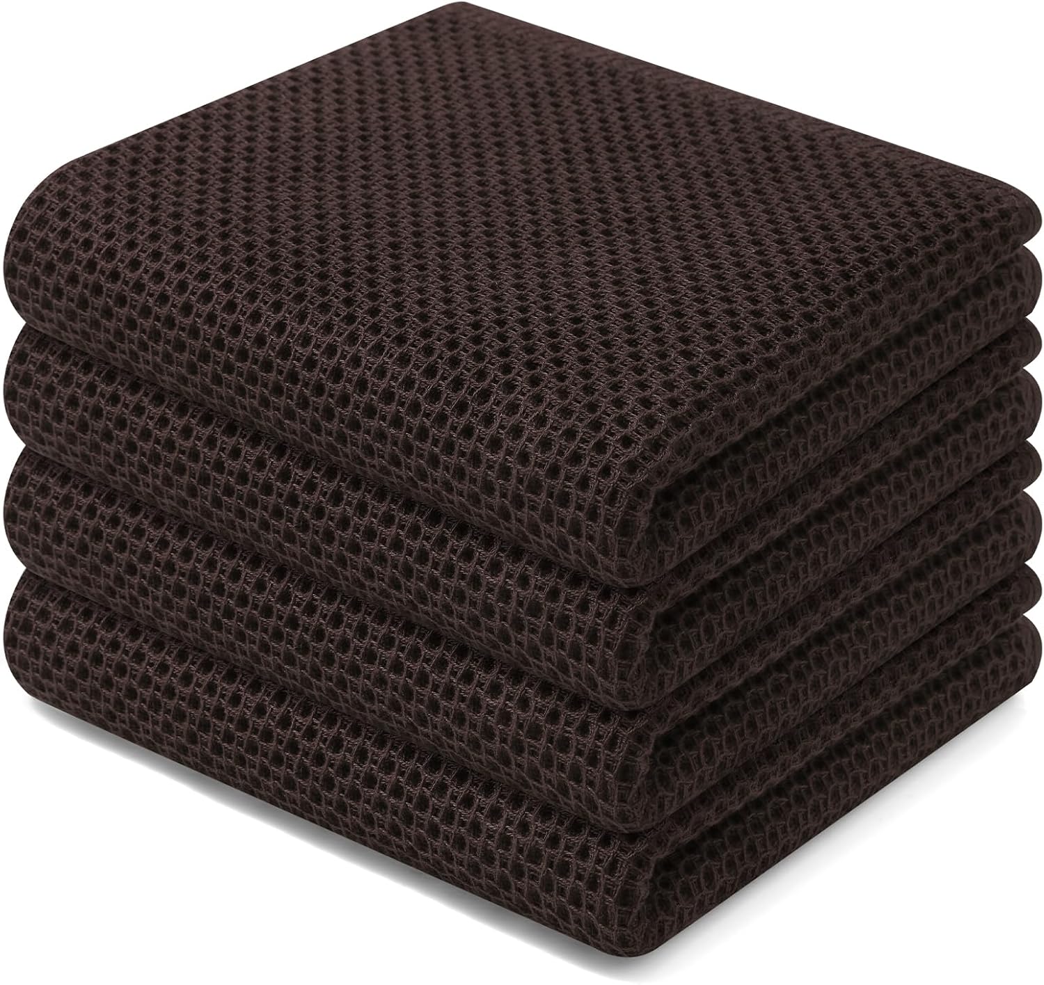 Homaxy 100% Cotton Waffle Weave Kitchen Dish Cloths, Ultra Soft Absorbent Quick Drying Dish Towels, 12 x 12 Inches, 6-Pack, Dark Grey