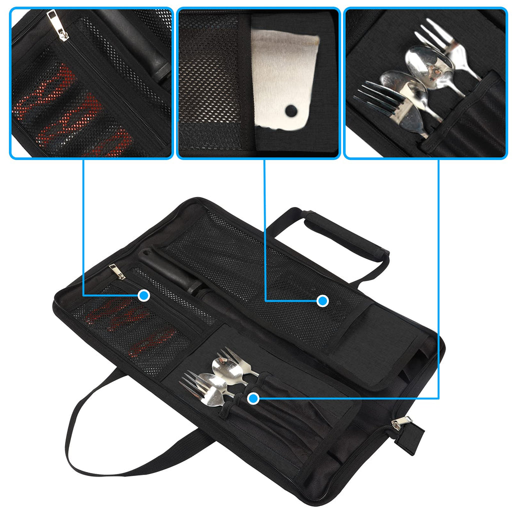 Chef’s Knife Roll Bag, Heavy Duty Oxford Chef Knife Bag, Portable 13 Slots Chef Knife Case, Multi-function Cutlery Knives Pouch Holder Knife Wrap Wallet Tool Roll