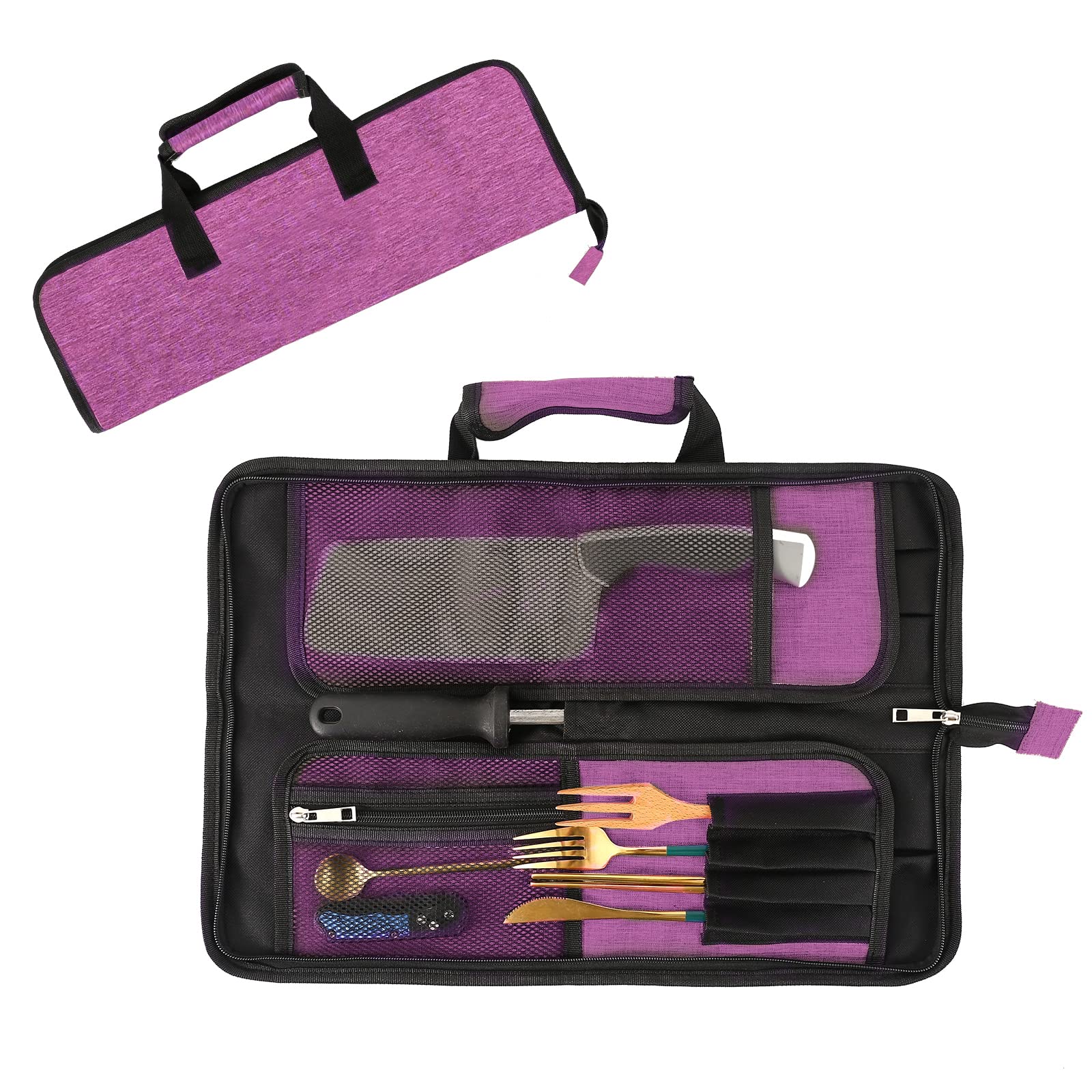 Chef’s Knife Roll Bag, Heavy Duty Oxford Chef Knife Bag, Portable 13 Slots Chef Knife Case, Multi-function Cutlery Knives Pouch Holder Knife Wrap Wallet Tool Roll