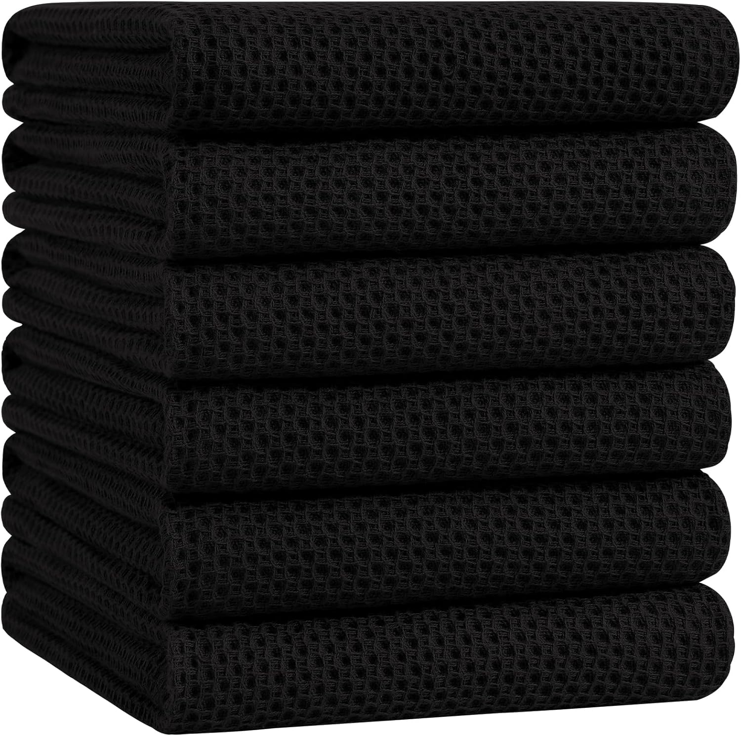 Homaxy 100% Cotton Waffle Weave Kitchen Dish Cloths, Ultra Soft Absorbent Quick Drying Dish Towels, 12 x 12 Inches, 6-Pack, Dark Grey