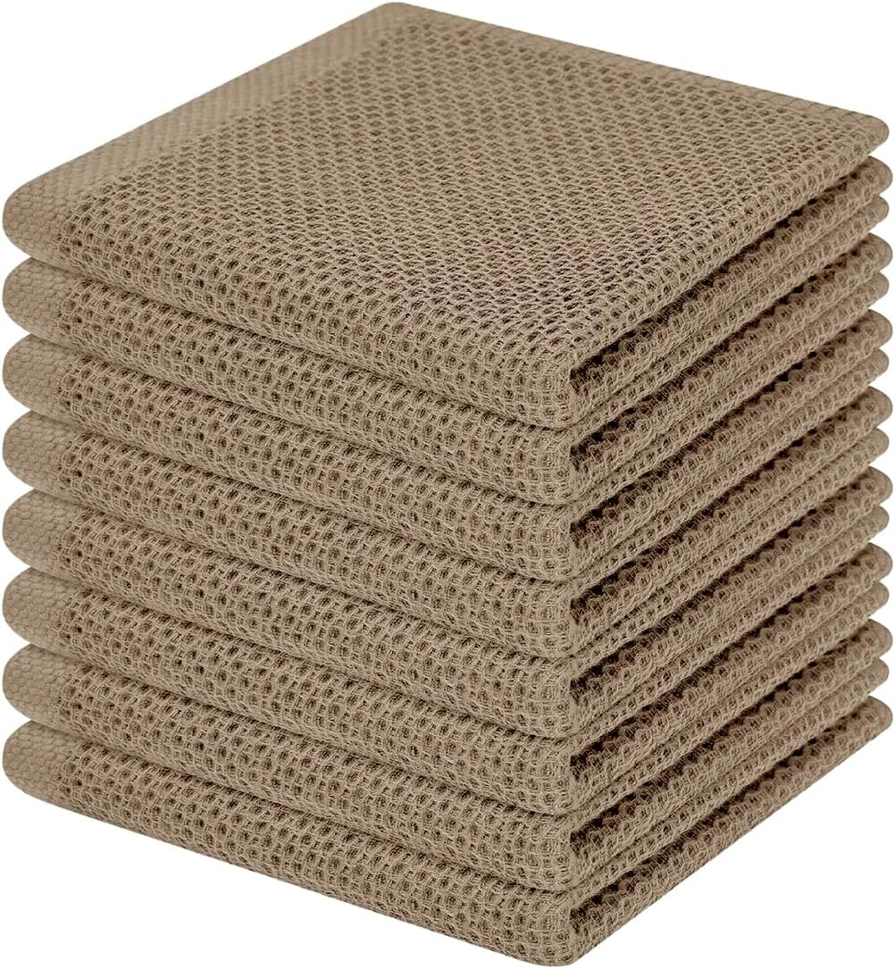 Homaxy 100% Cotton Waffle Weave Kitchen Dish Cloths, Ultra Soft Absorbent Quick Drying Dish Towels, 12 x 12 Inches, 6-Pack, Dark Grey