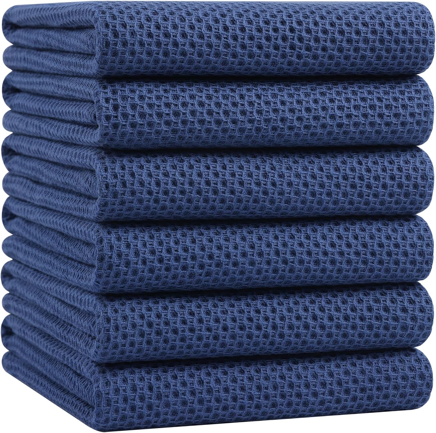 Homaxy 100% Cotton Waffle Weave Kitchen Dish Cloths, Ultra Soft Absorbent Quick Drying Dish Towels, 12 x 12 Inches, 6-Pack, Dark Grey