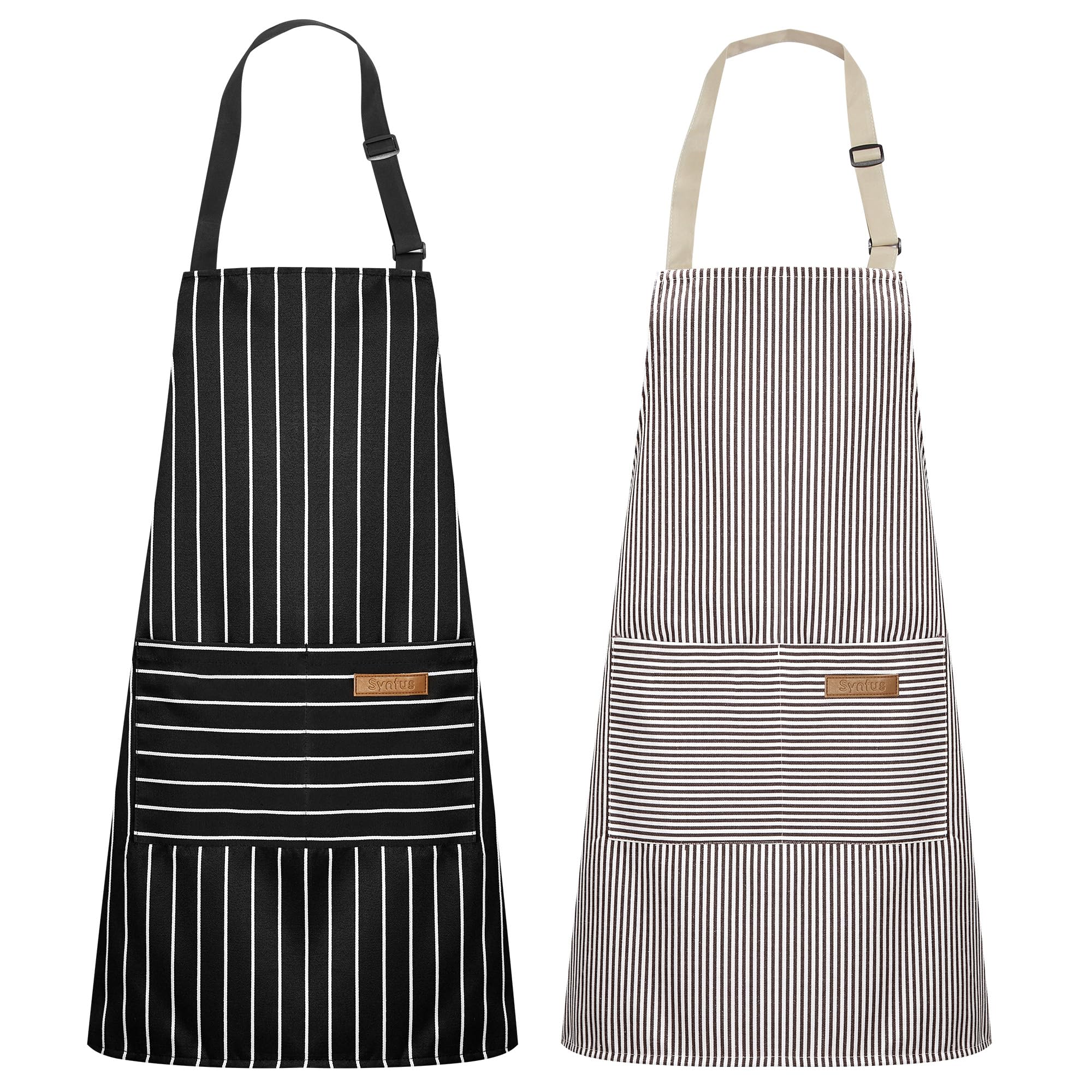 Syntus Adjustable Bib Apron with 2 Pockets Cooking Kitchen Aprons for Women Men Chef