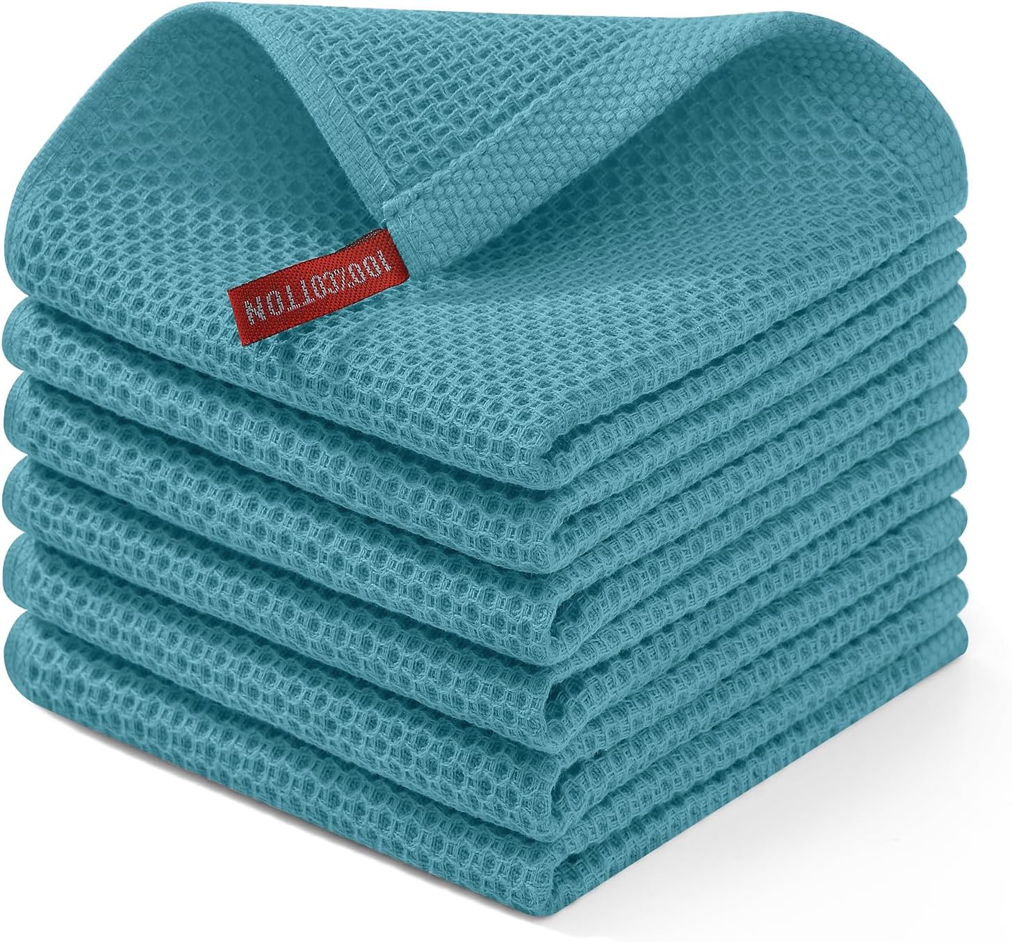 Homaxy 100% Cotton Waffle Weave Kitchen Dish Cloths, Ultra Soft Absorbent Quick Drying Dish Towels, 12 x 12 Inches, 6-Pack, Dark Grey
