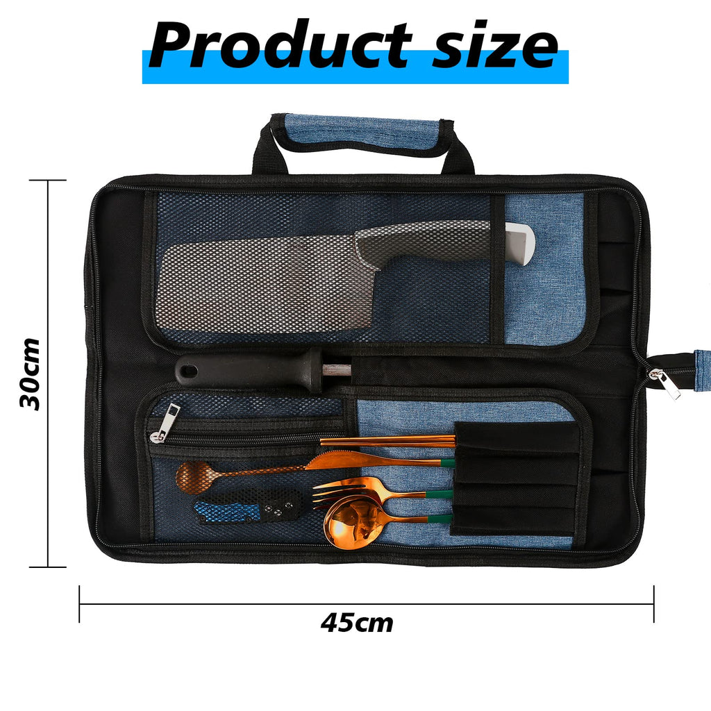 Chef’s Knife Roll Bag, Heavy Duty Oxford Chef Knife Bag, Portable 13 Slots Chef Knife Case, Multi-function Cutlery Knives Pouch Holder Knife Wrap Wallet Tool Roll