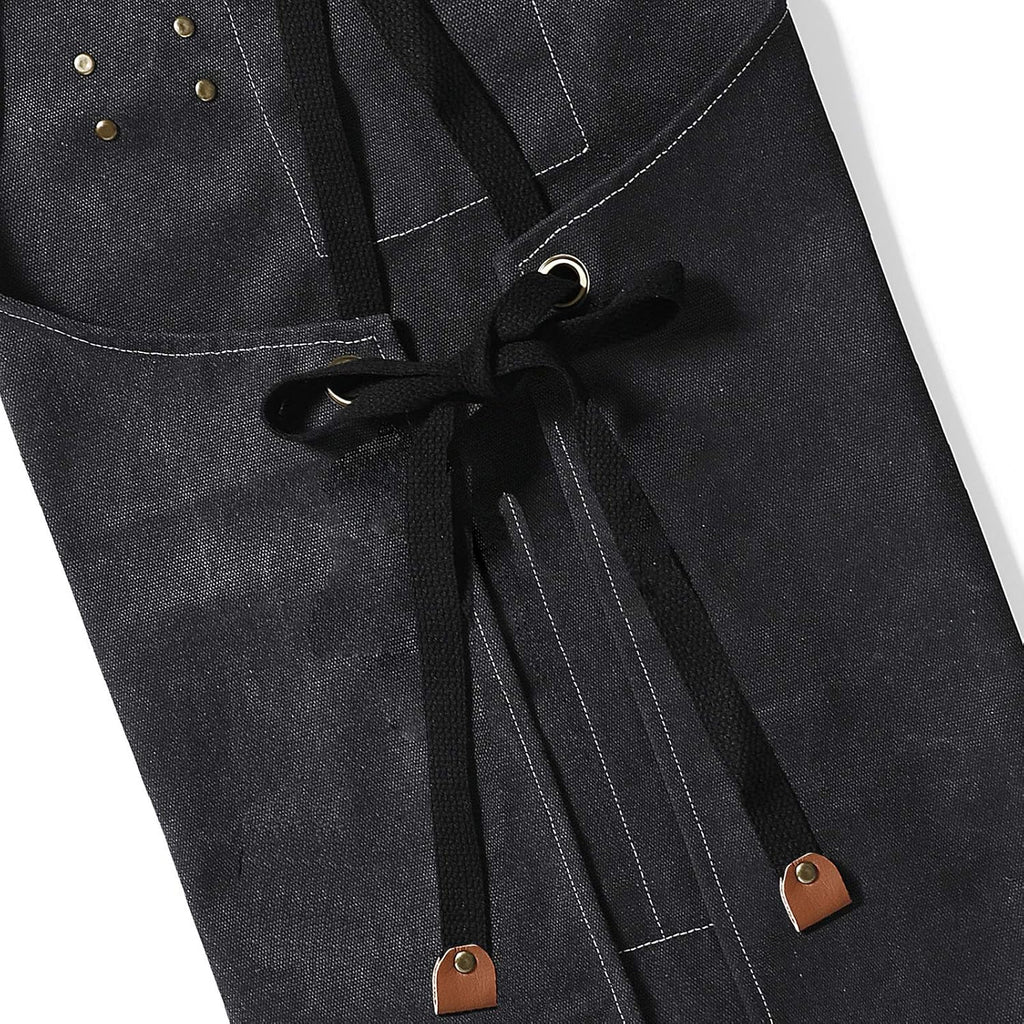 AFUN Chef Aprons for Men Women with Oversized Pockets, 16-Ounce Cotton Canvas Cross Back Heavy Duty Work Apron (Black)