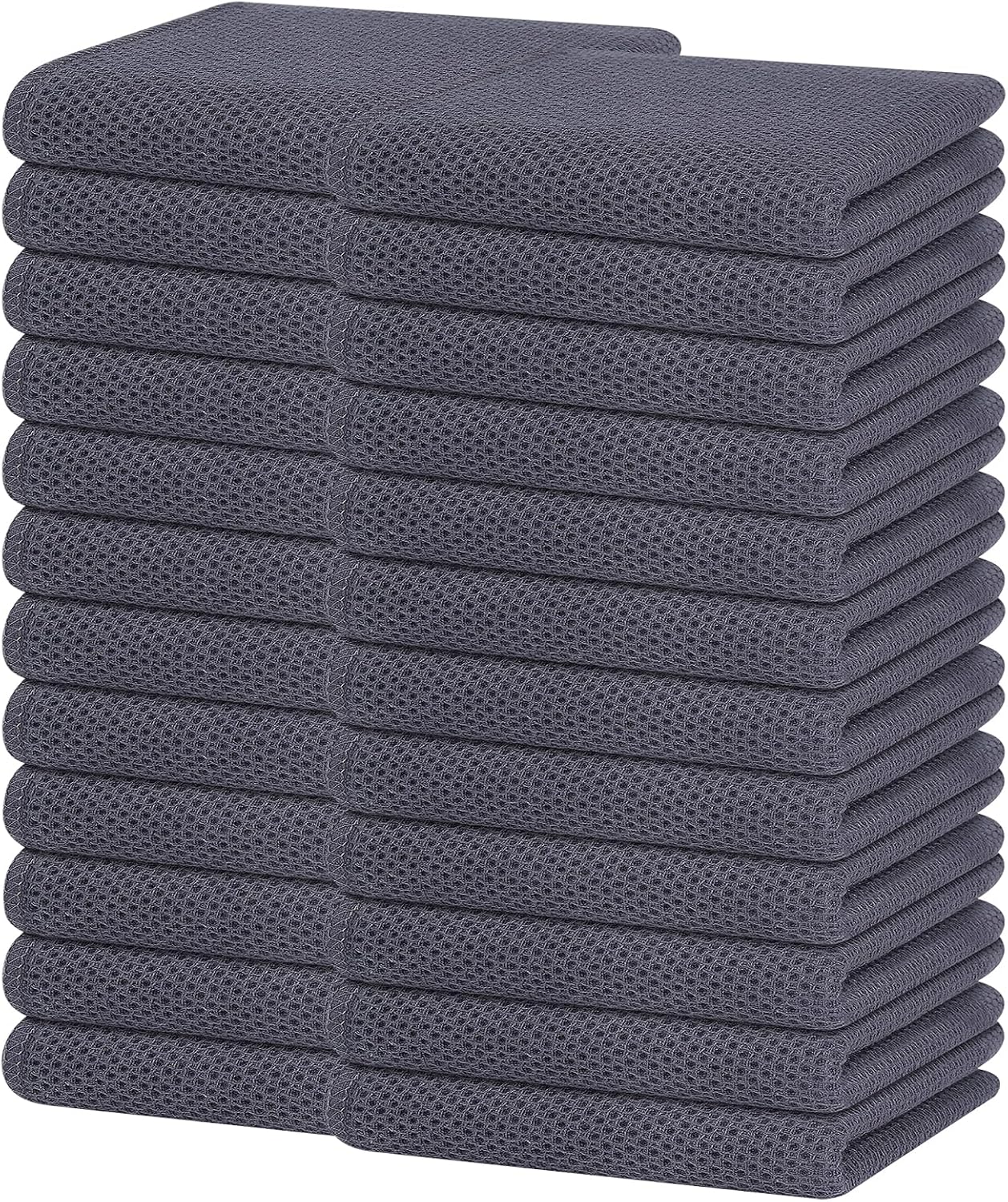 Homaxy 100% Cotton Waffle Weave Kitchen Dish Cloths, Ultra Soft Absorbent Quick Drying Dish Towels, 12 x 12 Inches, 6-Pack, Dark Grey