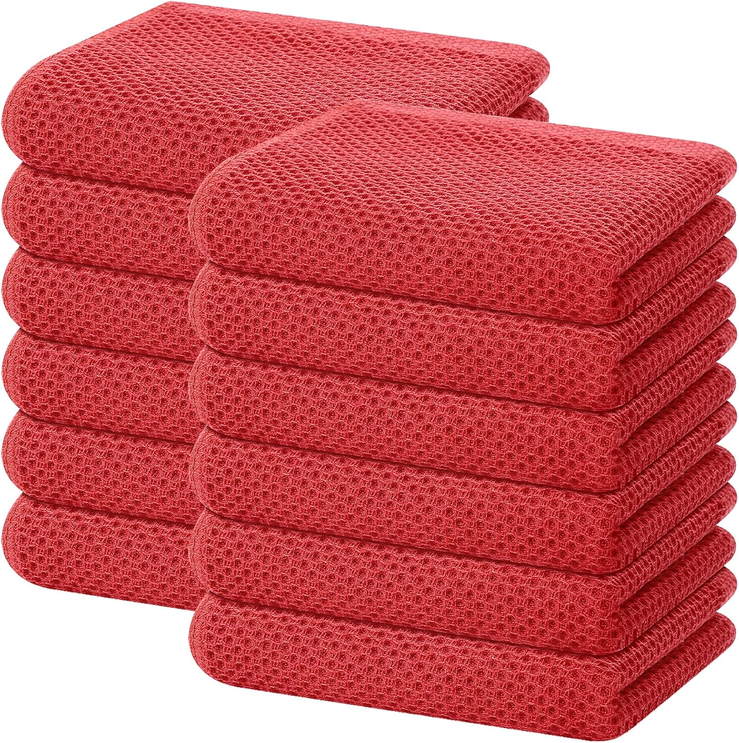 Homaxy 100% Cotton Waffle Weave Kitchen Dish Cloths, Ultra Soft Absorbent Quick Drying Dish Towels, 12 x 12 Inches, 6-Pack, Dark Grey