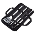 Amazon Basics 4-Piece Stainless Steel BBQ Grilling Tool Set for Outdoor Cooking, Griddle Spatula, Heat Resistant, Dishwasher Safe, Silver