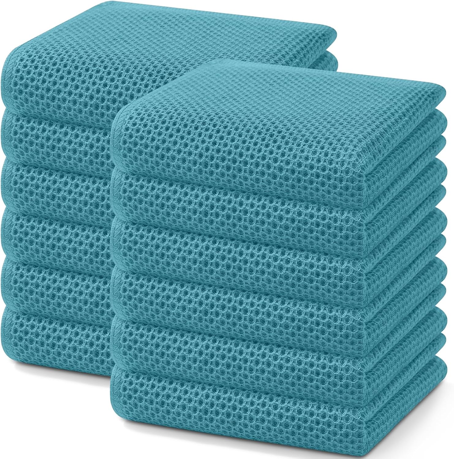 Homaxy 100% Cotton Waffle Weave Kitchen Dish Cloths, Ultra Soft Absorbent Quick Drying Dish Towels, 12 x 12 Inches, 6-Pack, Dark Grey