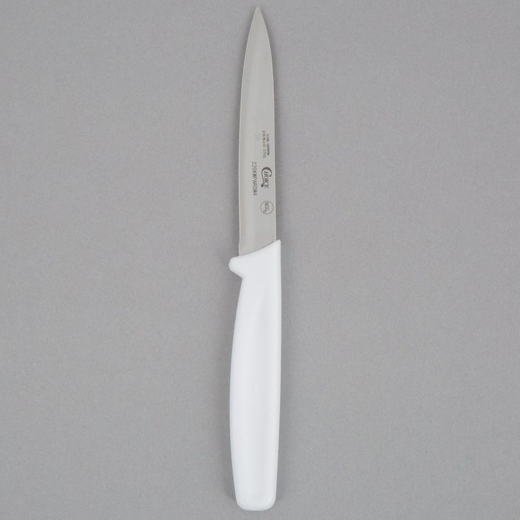 Choice 3 1/4" Hotel Style Smooth Edge Paring Knife with White Handle