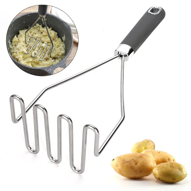 Stainless Steel Square-Faced Potato Masher