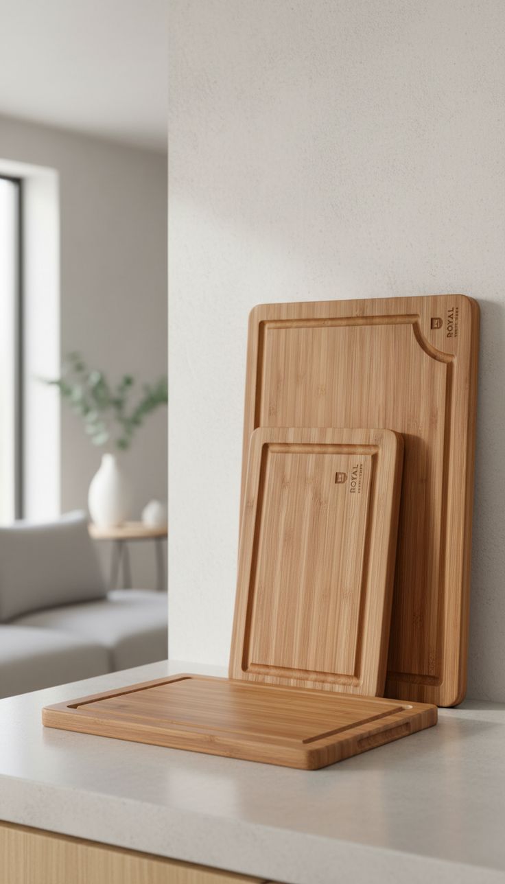 ROYAL CRAFT WOOD Wooden Cutting Boards for Kitchen Meal Prep & Serving - Bamboo Wood Serving Board Set with Deep Juice Groove Side Handles - Charcuterie & Chopping Butcher Block for Meat